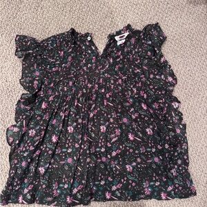 Isabel Marant Black and Pink Floral Blouse